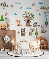 Large Woodland Wall Decals for Kids - Cartoon Animal Wall Stickers